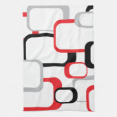 Red Black Grey White Squares Muster Retro Geschirrtuch (Vertikal)
