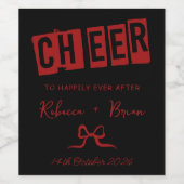 Red & Black Hand Drawn Bow Sketch Wedding Weinetikett (Einzelnes Label)