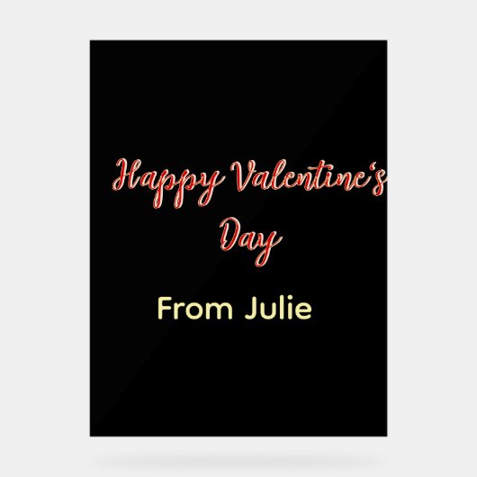 Red black happy Valentine's day from name stylish  Acrylschild (Vorderseite)