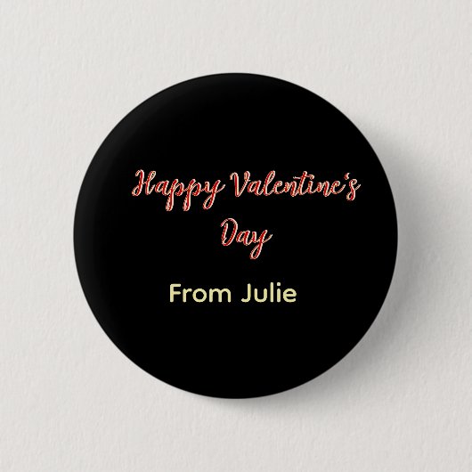 Red black happy Valentine's day from name stylish  Button (Vorderseite)