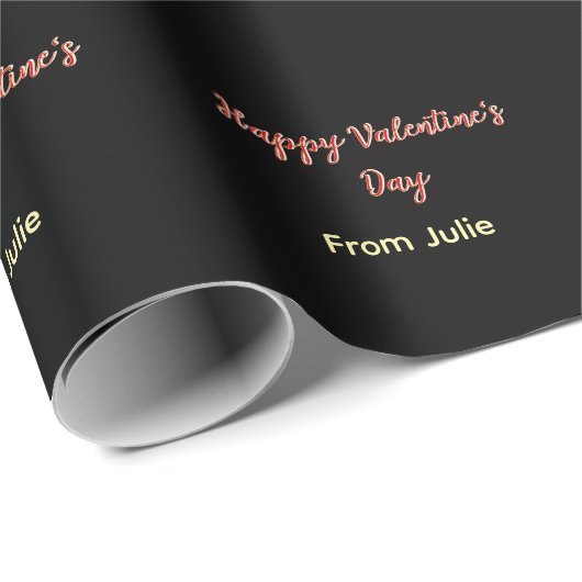 Red black happy Valentine's day from name stylish  Geschenkpapier (Rolleneckpunkt)