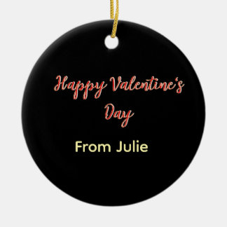Red black happy Valentine's day from name stylish Keramik Ornament