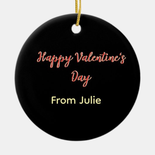 Red black happy Valentine's day from name stylish Keramik Ornament (Vorne)