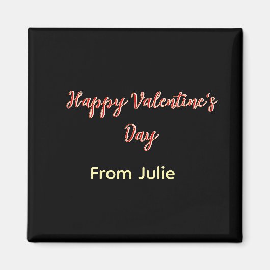 Red black happy Valentine's day from name stylish  Magnet (Vorne)