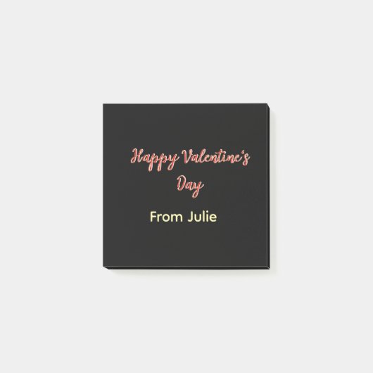 Red black happy Valentine's day from name stylish Post-it Klebezettel (Vorderseite)
