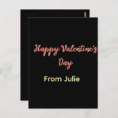 Red black happy Valentine's day from name stylish Postkarte (Vorne/Hinten)