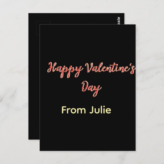 Red black happy Valentine's day from name stylish  Postkarte (Vorne/Hinten)