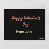 Red black happy Valentine's day from name stylish Postkarte (Rückseite)