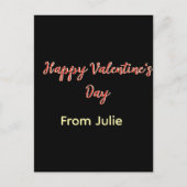 Red black happy Valentine's day from name stylish  Postkarte (Vorderseite)