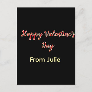 Red black happy Valentine's day from name stylish Postkarte