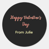 Red black happy Valentine's day from name stylish  Runder Aufkleber (Vorderseite)