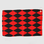 Red Black Harlequin Diamonds Checkers Design Golfhandtuch (Horizontal)