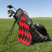 Red Black Harlequin Diamonds Checkers Design Golfhandtuch (Gras)