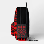 Red & Black Harlequin mit Herz Bedruckter Rucksack (Rechts)