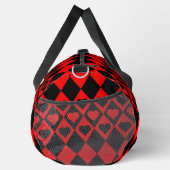 Red & Black Harlequin mit Herz Duffle Bag (Rechts)