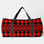 Red & Black Harlequin mit Herz Duffle Bag (Rückseite)