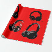 Red Black Headphone Silhouette Pop Art Geschenkpapier (Ungerollt)