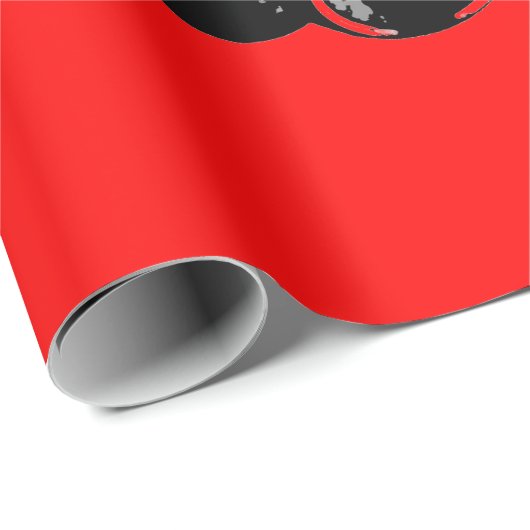 Red Black Headphone Silhouette Pop Art Geschenkpapier (Rolleneckpunkt)