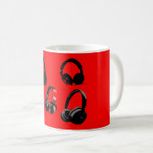 Red Black Headphone Silhouette Pop Art Kaffeetasse (VorderseiteRechts)