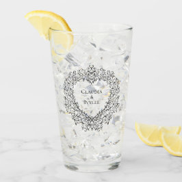 Red Black Heart Wedding Gothic Glas