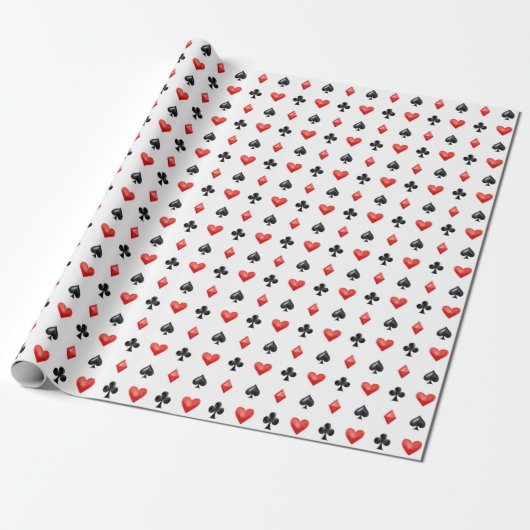 Red Black Hearts Clubs Diamonds Spades Cards Geschenkpapier (Ungerollt)