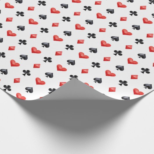 Red Black Hearts Clubs Diamonds Spades Cards Geschenkpapier (Ecke)