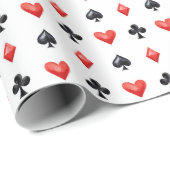 Red Black Hearts Clubs Diamonds Spades Cards Geschenkpapier (Rolleneckpunkt)