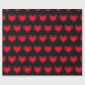 Red Black Hearts Valentinstag Pattern Liebe Geschenkpapier (Flach)