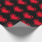 Red Black Hearts Valentinstag Pattern Liebe Geschenkpapier (Ecke)