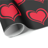 Red Black Hearts Valentinstag Pattern Liebe Geschenkpapier (Rolleneckpunkt)