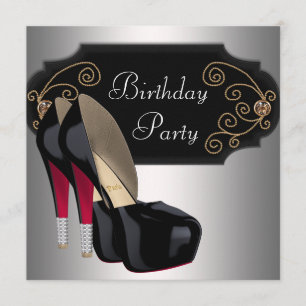 Red Black High Heel Schuhe Geburtstagsparty Einladung