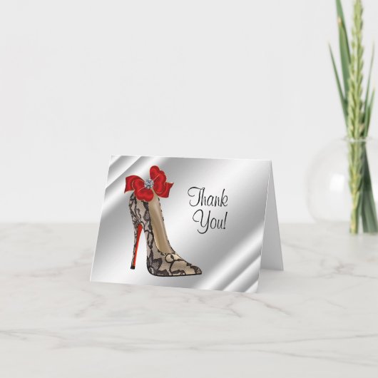 Red Black High Heel Shoe Thank You Cards Dankeskarte (Vorderseite)