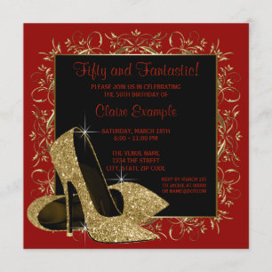 REd Black High Heels Frauen Geburtstagsparty Einladung