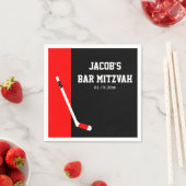 Red Black Hockey Bar Mitzvah Personalisiert Serviette (Beispiel)