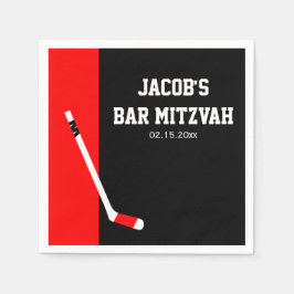 Red Black Hockey Bar Mitzvah Personalisiert Serviette