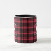 Red Black Holiday Kariert Monogram Name Coffee Tasse (Zentrum)