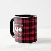 Red Black Holiday Kariert Monogram Name Coffee Tasse (Vorderseite Links)