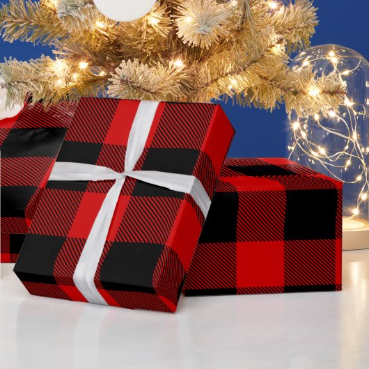 Red Black Huge Buffalo Kariert Lumberjack Tartan Geschenkpapier (Feiertage)