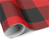 Red Black Huge Buffalo Kariert Lumberjack Tartan Geschenkpapier (Rolleneckpunkt)