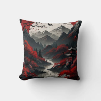 Red Black Japanic Nature Kissen