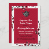 Red Black Japanisch Tea Bridal Dusche Einladung (Vorne/Hinten)