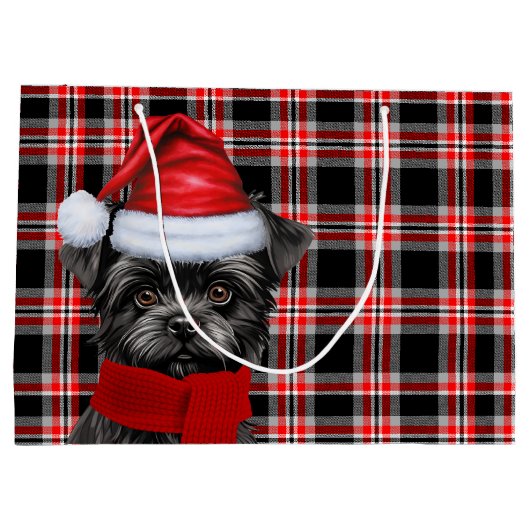 Red Black Kariert Affenpinscher Hund Lover Holiday Große Geschenktüte (Rückseite)