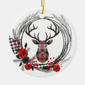 Red Black Kariert Buck Death Keramik Ornament (Vorne)