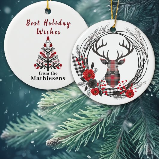 Red Black Kariert Buck Death Keramik Ornament