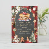 Red Black Kariert Christmas Flanel Brunch Party Einladung (Stehend Vorderseite)