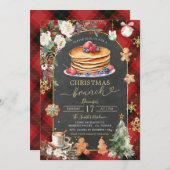 Red Black Kariert Christmas Flanel Brunch Party Einladung (Vorne/Hinten)