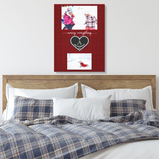 Red Black Kariert Christmas Quote Monogram Foto Leinwanddruck (Insitu (Schlafzimmer))