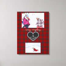 Red Black Kariert Christmas Quote Monogram Foto