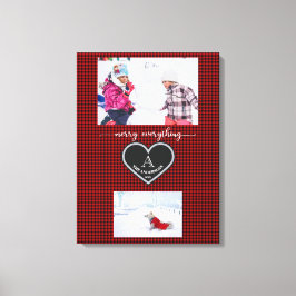 Red Black Kariert Christmas Quote Monogram Foto Leinwanddruck