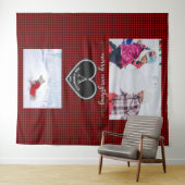 Red Black Kariert Christmas Quote Monogram Foto Wandteppich (Beispiel (Horizontal))